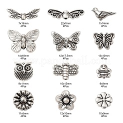 48шт 12 стильные бусины из сплава в тибетском стиле TIBEB-LS0001-01