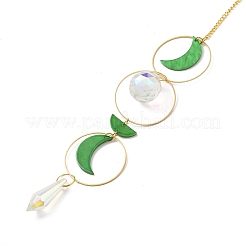 Подвесные украшения из ракушек и луны HJEW-P016-01G-D