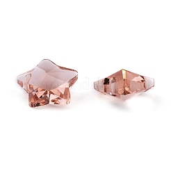 クリアガラスペンダント  多面カット  スターのチャーム  ライトサーモン  13x13.5x7mm  穴：1mm&nbsp;GLAA-P037-04-13