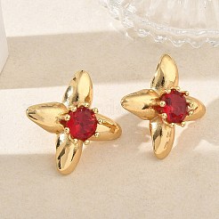 Boucles d'oreilles puces en acier inoxydable 304 serties de zirconiums cubiques pavés&nbsp;SA-CBA2696-30G-02