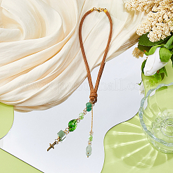 Натуральный зеленый авантюрин и стекло и подвеска HJEW-WH00121