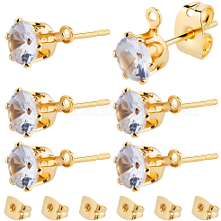 40 шт. латунь микро проложить прозрачные серьги-гвоздики с кубическим цирконием&nbsp;KK-BBC0022-23