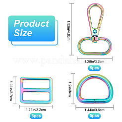 15 шт. 3 стильных поворотных застежек из цинкового сплава радужного цвета FIND-GF0003-40