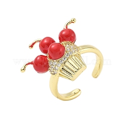 Латунные микро проложить манжеты кольца кубического циркония RJEW-A069-06G