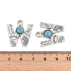 Подвески из синтетической бирюзы и сплавов&nbsp;PALLOY-H146-01AS-W