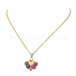 Colliers pour femmes avec pendentif en forme de dé en tourmaline multicolore naturelle&nbsp;NJEW-JN06472