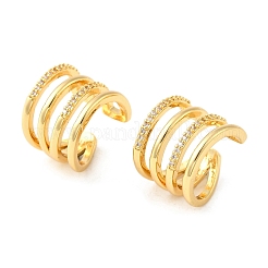 Латунные серьги-манжеты из прозрачного кубического циркония&nbsp;EJEW-K309-08G