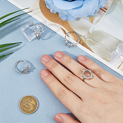 4 шт. 4 стиля овальных латунных стразовых регулируемых колец&nbsp;KK-HS0015-90