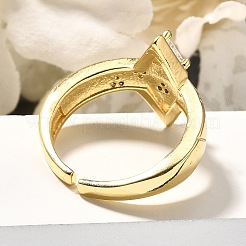 Латунные кольца из манжеты с прозрачным цирконием&nbsp;RJEW-U035-10GP