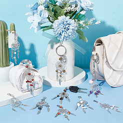 20 шт. 2-х стильная плетеная сетка/паутина с подвеской из сплава перьев HJEW-NB0001-92