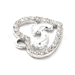 合金ラインストーンペンダント  プラチナトーンの中空ハートと足跡のチャーム  クリスタル  18x17.5x2.4mm  穴：2mm&nbsp;ALRI-C007-14P