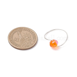 銅線ガラス指輪7個  ロンデル  銀  内径：19~19.5mm&nbsp;RJEW-JR00938-01