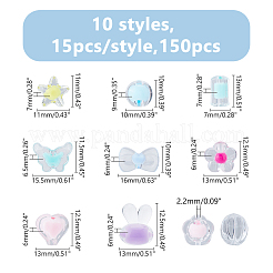 150шт 10 стиля прозрачные акриловые бусины TACR-FI0001-01