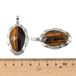 Pendentifs à facettes en oeil de tigre naturel&nbsp;G-D102-02P-02