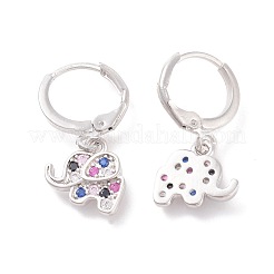 Серьги-кольца из латунного микро-паве с фианитами EJEW-F233-03P