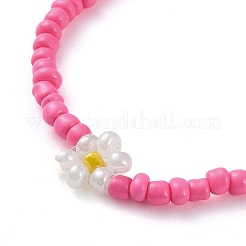 Колье из стеклянного цветка и бисера NJEW-Z029-03C