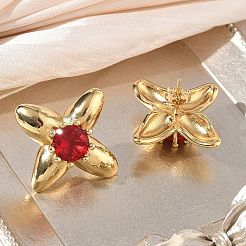 Boucles d'oreilles puces en acier inoxydable 304 serties de zirconiums cubiques pavés&nbsp;SA-CBA2696-30G-02