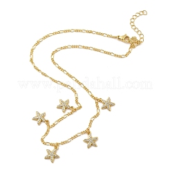 Ожерелья с подвесками в виде морских звезд из латуни с прозрачным фианитом и прозрачным фианитом&nbsp;NJEW-B157-06G