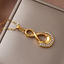 Collares con colgante de infinito de acero inoxidable 304 vintage con cristales y rhinestone para mujer.&nbsp;UB6493