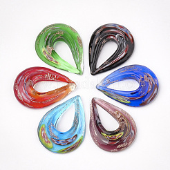 Ручной золотой песок Lampwork большие кулоны LAMP-S189-11-B