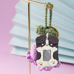 4 шт. 4 стиля милые животные плюшевый держатель для фотокарточек с пластиковой шариковой цепочкой&nbsp;HJEW-FG0001-23