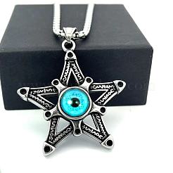 Винтажные готические ожерелья из нержавеющей стали с подвеской в виде звезды сглаза для мужчин YP2100
