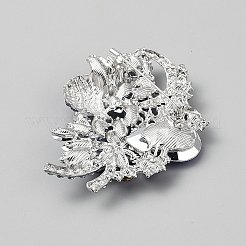 Значки на лацкан из цветочного сплава со стразами для одежды рюкзака&nbsp;JEWB-WH0010-104A