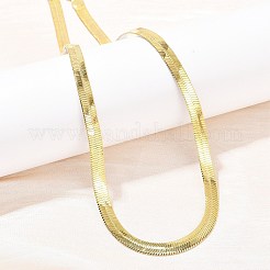 6 мм плоские ожерелья-змейки из нержавеющей стали 201 для женщин и мужчин NJEW-Z089-01GP