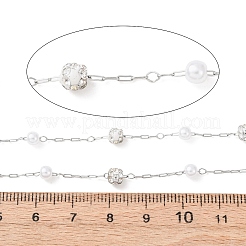 Цепочки из нержавеющей стали 304 и АБС-пластика с круглыми бусинами&nbsp;CHS-G048-13P