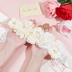 Цветочный атласный пояс для невесты для свадебного платья AJEW-WH0678-91