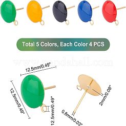 20 шт. 5 цвета плоские круглые эмалевые ионно-покрытые (IP) серьги-гвоздики из нержавеющей стали 304 с петлей STAS-UN0027-72