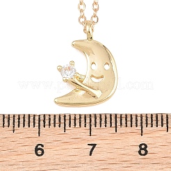 Halsketten mit Mondanhänger aus Messing&nbsp;KK-CBA6599-04B-G
