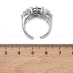 Anelli aperti con polsino in ottone micro pavé di zirconi cubici per donna&nbsp;RJEW-L343-07P-01