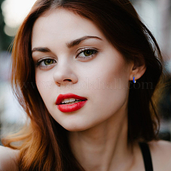 7 пара двухцветных эмалевых серег-колец Huggie Hoop для женщин EJEW-DC0001-36