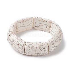Braccialetti elasticizzati con perline rettangolari turchesi sintetici tinti&nbsp;BJEW-P299-01B