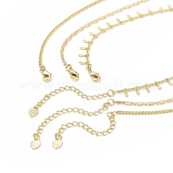 3 pièces 3 style naturel rose quartz balle et alliage soleil pendentif colliers sertis de chaînes gourmettes en laiton pour les femmes&nbsp;NJEW-JN04170