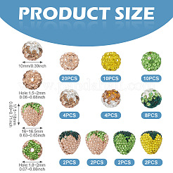 64 шт. бусины из полимерной глины ручной работы со стразами&nbsp;CLAY-BT0001-15