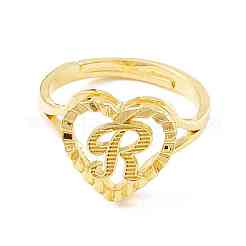 Настоящие 18-каратные позолоченные латунные регулируемые кольца с алфавитом RJEW-M139-18R