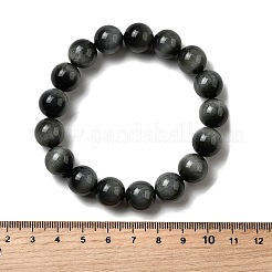 グレードAA天然イーグルアイストーンラウンドビーズストレッチブレスレット（女性用）  ビーズ：12mm  内径：2-3/8インチ（6cm）&nbsp;BJEW-L712-B01-12mm