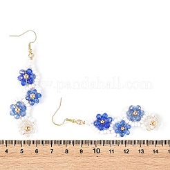 Orecchini pendenti con perline di vetro a forma di fiore&nbsp;EJEW-MZ00775-01