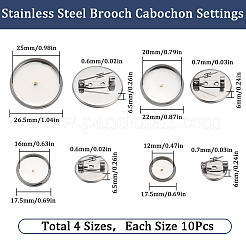 40 шт. 4 размера брошь из нержавеющей стали 304 с кабошонами STAS-SC0007-63