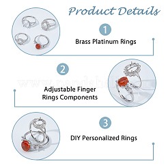 4 шт. 4 стильных регулируемых кольца для пальцев из латуни и страз&nbsp;KK-HS0015-89