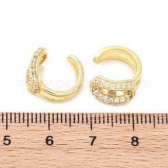 Овальные серьги-каффы из латуни с микропаве из прозрачных кубических цирконий&nbsp;EJEW-K305-05G