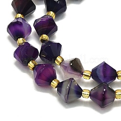 Нити бусин из натурального окрашенного и нагретого полосатого агата/полосчатого агата G-I376-B07-01