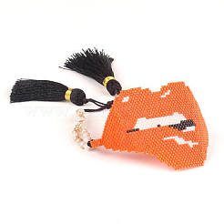 Браслет Миюки из плетеных бусин с двойной кисточкой и жемчугом BJEW-A121-10B