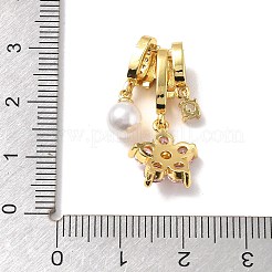 真鍮製マイクロパヴェキュービックジルコニアペンダント  プラスチック製のビーズと  ゴールドカラー  花  26mm  穴：3x6mm&nbsp;KK-D383-02G-01