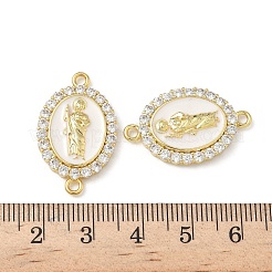 Латунный микропаве прозрачный кубический цирконий эмалированный овал с подвесками-соединителями Saint Jude KK-L243-11G-A