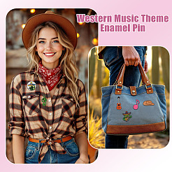 16 Stück Emaille-Anstecker mit Western-Musik-Motiv&nbsp;JEWB-TA0001-29