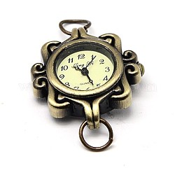 Componenti per orologi testa della vigilanza quadrante lega, fiore, bronzo antico, 32x28x8mm, Foro: 6 mm