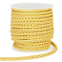 10м круглых плетеных шнуров из искусственной кожи, желтые, 5.5 мм, около 10.94 ярда (10 м) / рулон